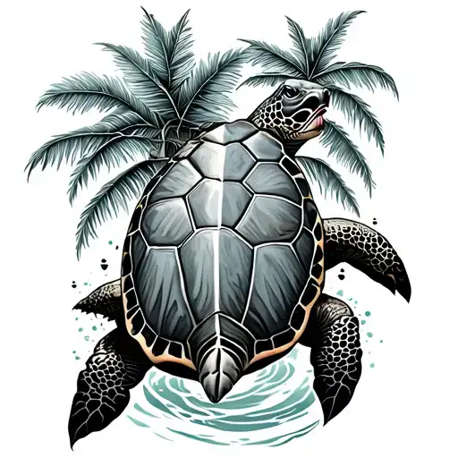 Island Tattoo With Turtle