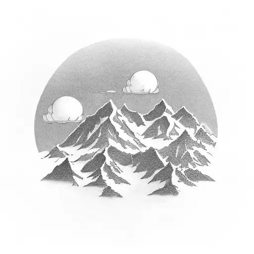 A Black-grey Tattoo Of Dollar Bills Forming A Mountain Range