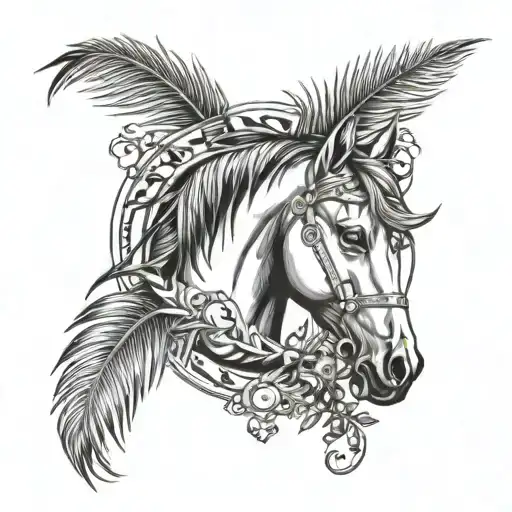 Laurel Wreath With Horse Head And Palm Tree