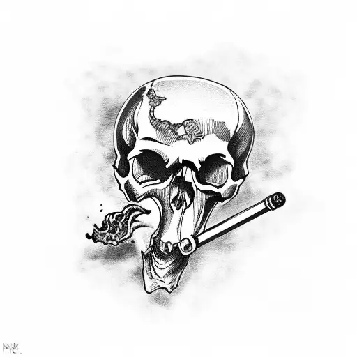 Skull With Smoking Pipe