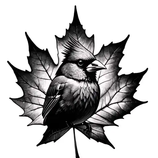 Cardinal On Maple Leaf