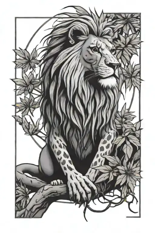 Rafiki Holding Up Simba Lion King With A Japanese Maple Plant In The Background