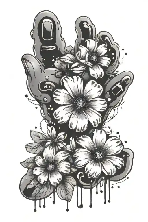 Dog Paw Print And Flowers And Morse Code