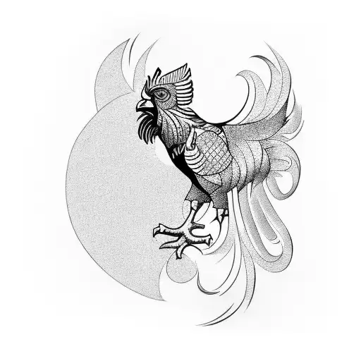 A Geometric Tattoo Of A Portuguese Rooster Combined With The Flag Of Portugal