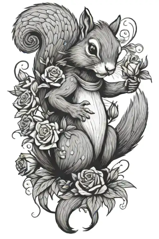 Crazy Squirrel Holding A Bouquet