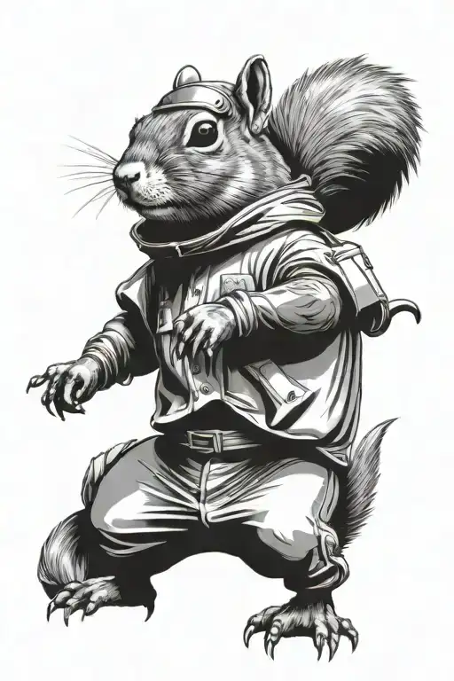 Crazy Squirrel In Straight Jacket Wearing A Helmet