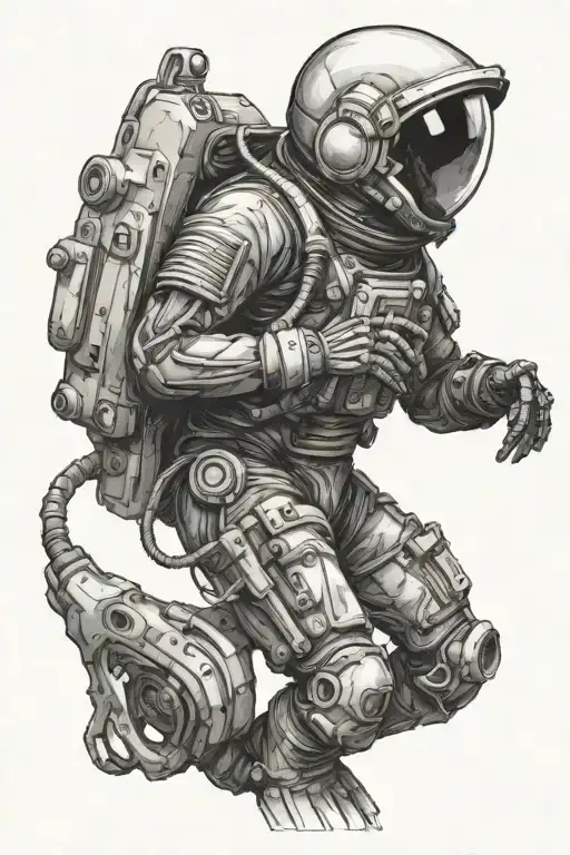 Skeleton Astronaut From The Side View