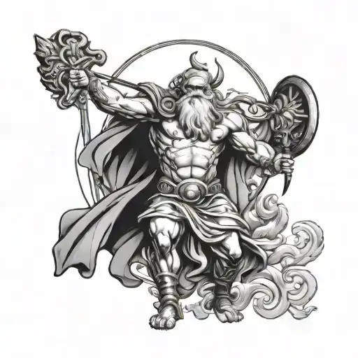 Zeus Battling Odin God