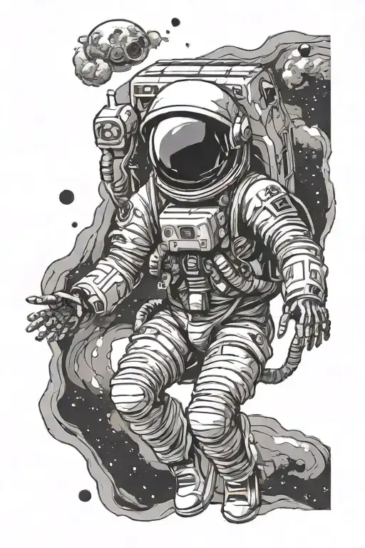Skeleton Astronaut Floating In Space