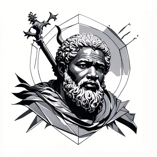 Hades Poseidon Zeus Mandela Geometric Line