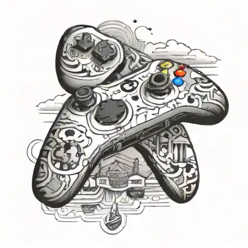An Xbox Controller With Beach Bar Scenery In The Background