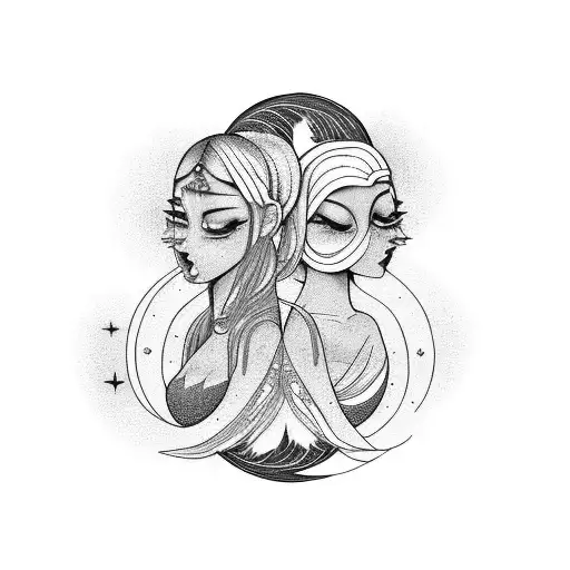 Sun And Moon Lesbian Couple