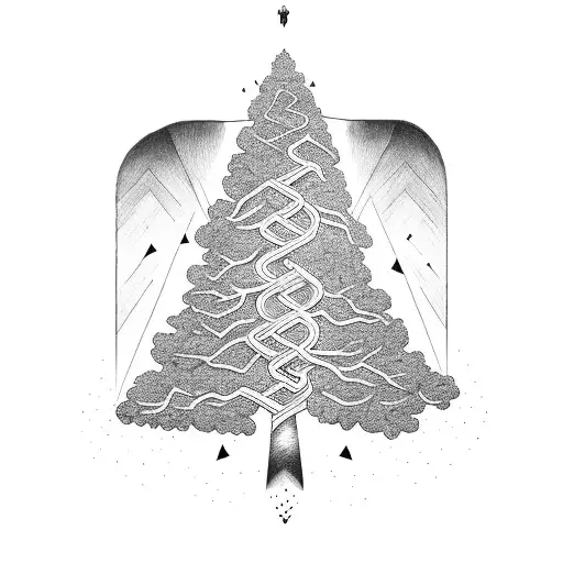 Tree Surrounded By Fire And Bands Of Runes