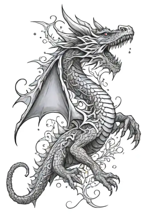 Ice Dragon And Snowflakes