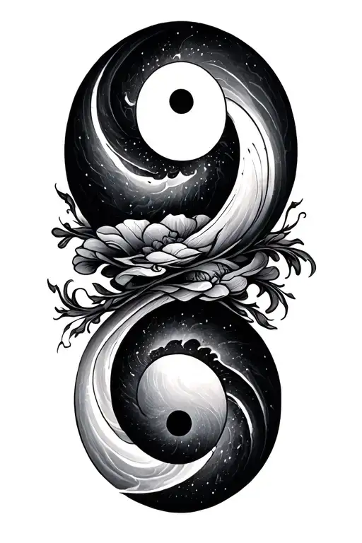 Two Lines With Yin And Yang Symbol
