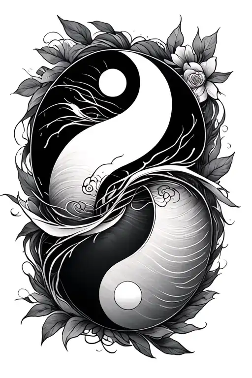 Two Lines With Yin And Yang Symbol