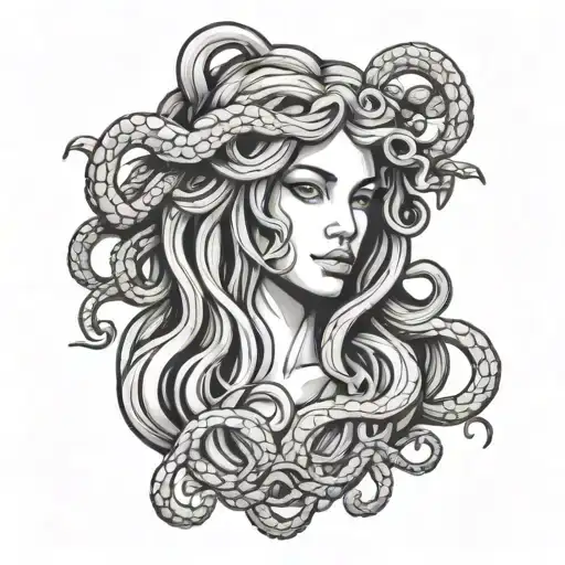 Medusa With Straight Hair Line