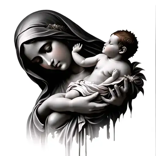 Mother Mary Holding Baby Jesus