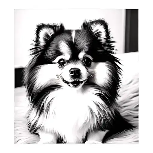 Pomeranian Dog In Polaroid Photo