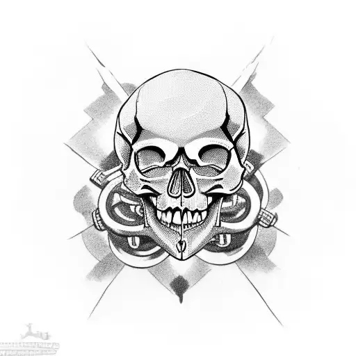 11 Motorcycle Chains Forming A Skull Shape
