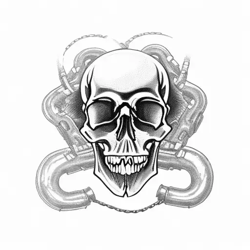 11 Motorcycle Chains Forming A Skull Shape