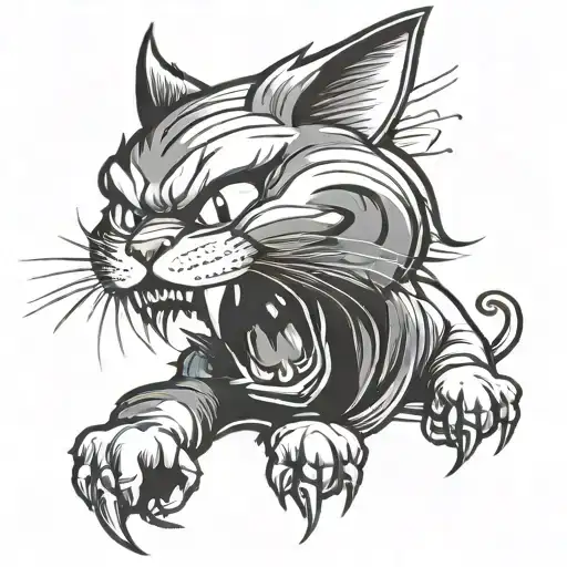 Angry Cat With Shine Easy Tattoo Design