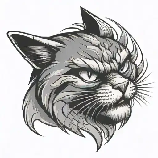 Angry Cat With Shine Easy Tattoo Design