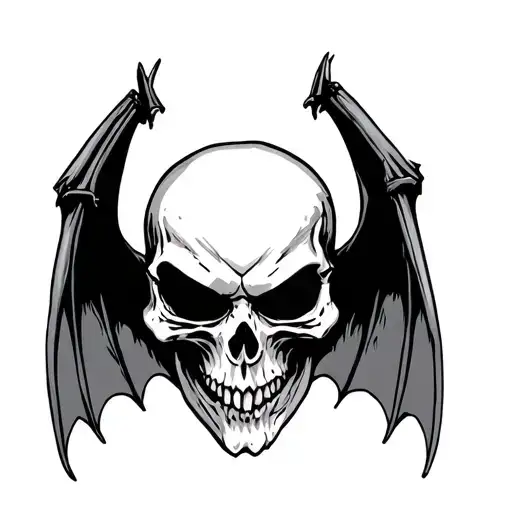 Vampire Skull With Bat Wings