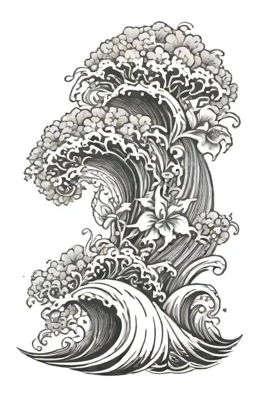 Growing Flowers And Waves Crashing In The Background