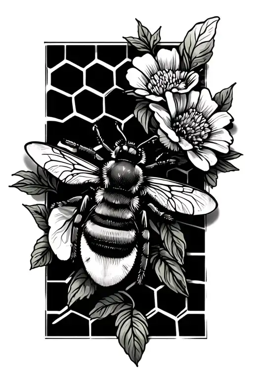 Honey Comb Background Flower Bee