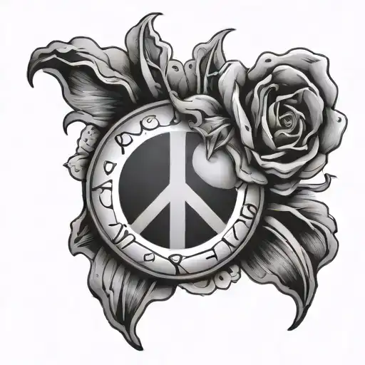 Symbol Peace Love Rock Inspired Tattoo Featuring