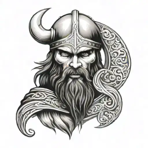 Viking Skull With Beard Side Profile