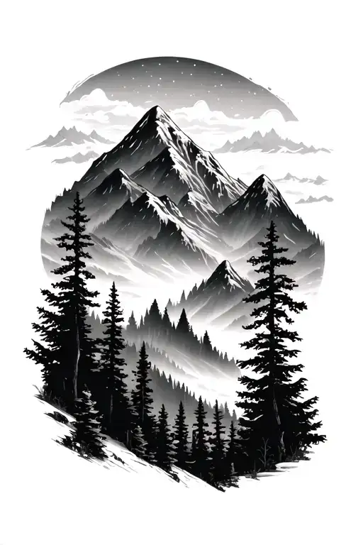 Forest With Mountains