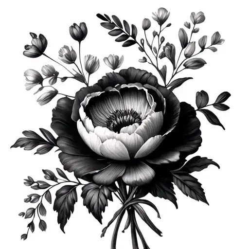 Soft Vintage Flower Black Bouquet