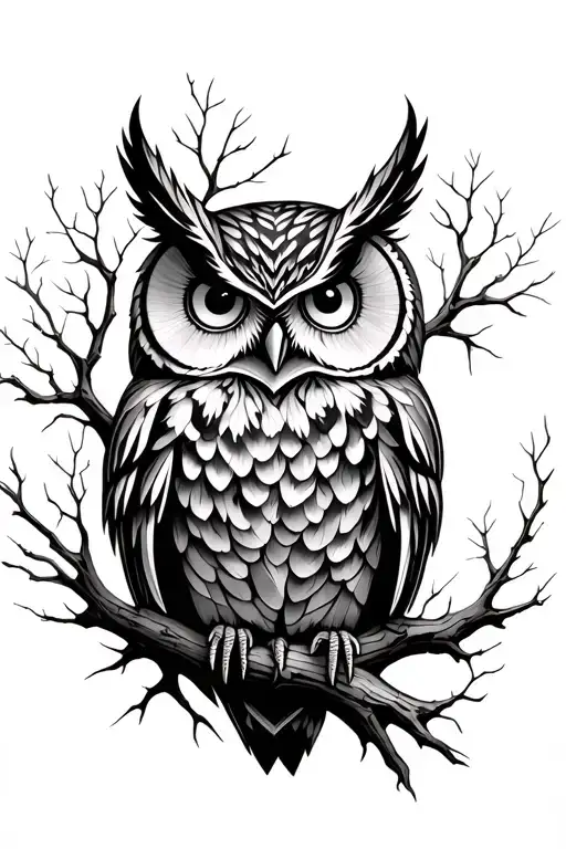 Owl Made Out Of Tree Branches