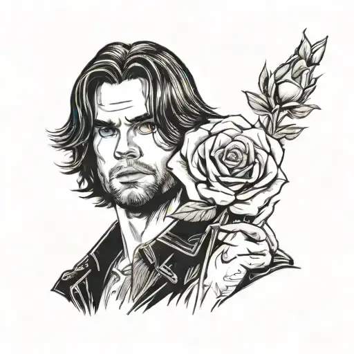 Bucky Barnes Holding A Rose