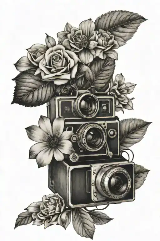 Polaroid Travel Photos With Flowers Intertwined