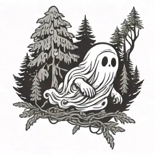 Cute Ghost In A Fir Forest