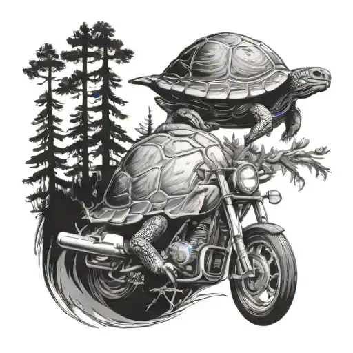 Ghost In A Pine Forest Mountain Motorcycle Turtle