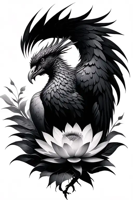 Phoenix And Lotus Flower