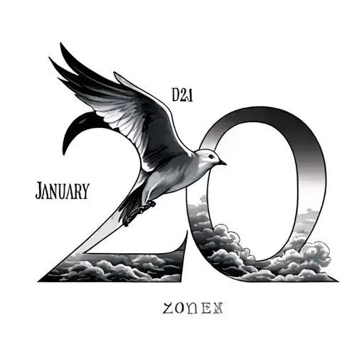 Roman Numerals 20 January 2021 With Dove And Clouds