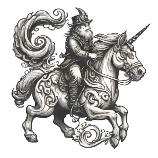 A Cat Riding A Unicorn