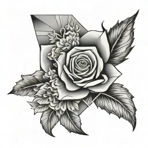 Square Abstract With Flower In Front Of The Auricle