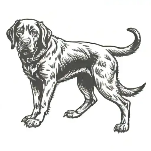 Black Lab Dog Sitting Outline