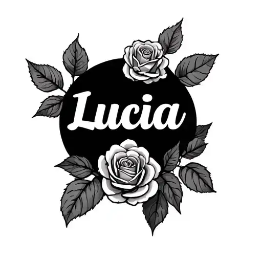 The Name Lucia With Rose Bush Around The Name