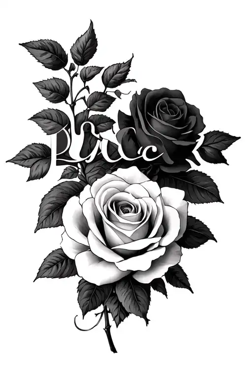 The Name Lucia With Rose Bush