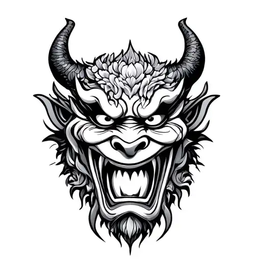 Japanese Demon Mask On The Edge