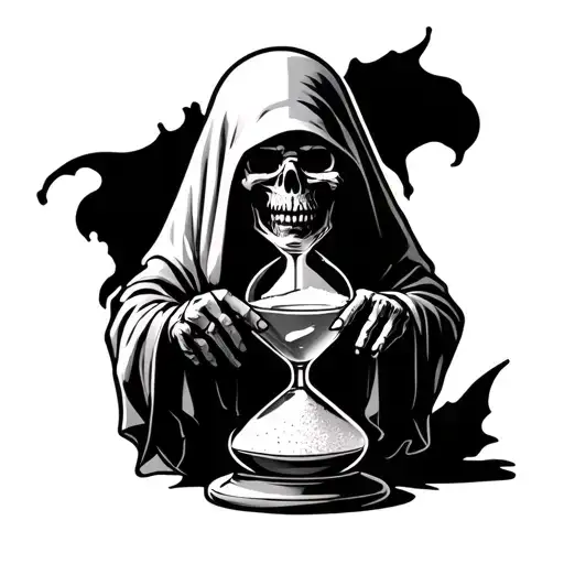 Grim Reaper Hour Glass With Sand