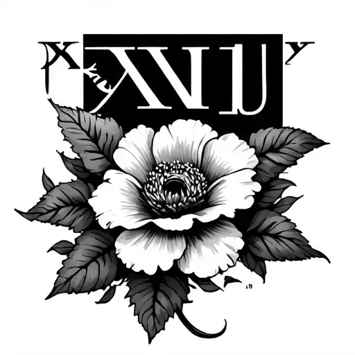 Roman Numerals On Upper Right Chest With A Flower And Space For Lettering