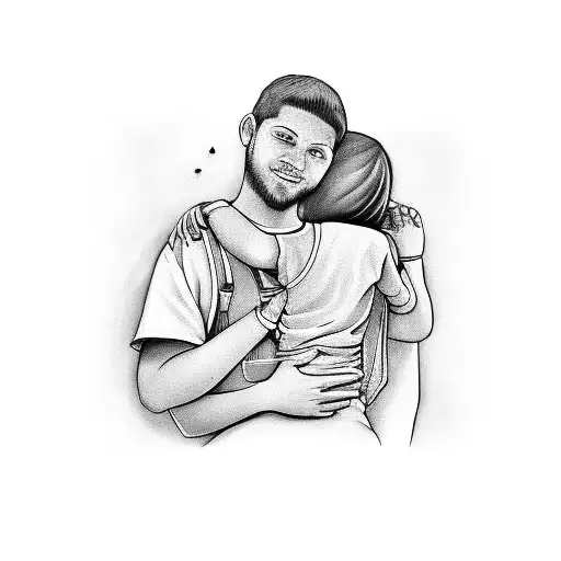 Painting Of A Kid And His Mom Hugging In A Hospital